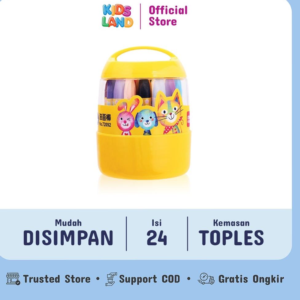 

(S1I6) ☆ Crayon Anak Mewarnai 24 Warna Krayon Oil Pastel Desain Barrel KIDS LAND //Jual@produk