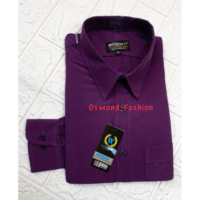 kemeja pria formal lengan panjang wendyaT ungu terong