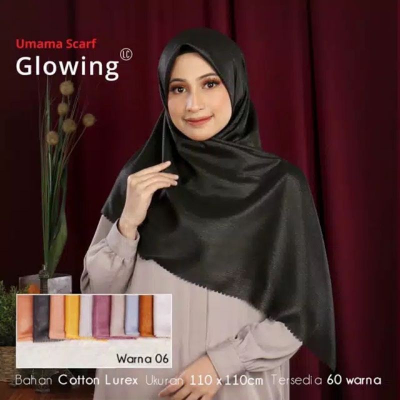 ❤Miss.Vinka❤ Jilbab Pesta Kondangan Pernikahan Umama Glowing LC segiempat / Hijab Square Sinar kerudung Polos