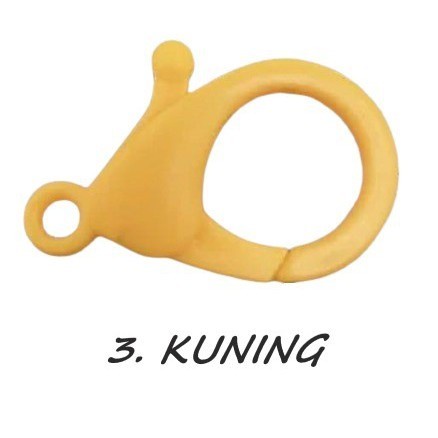 Kaitan Kokot Udang Plastik Claps Plastik Uk 35mm Warna/i Doff Harga/Pc-3. KUNING
