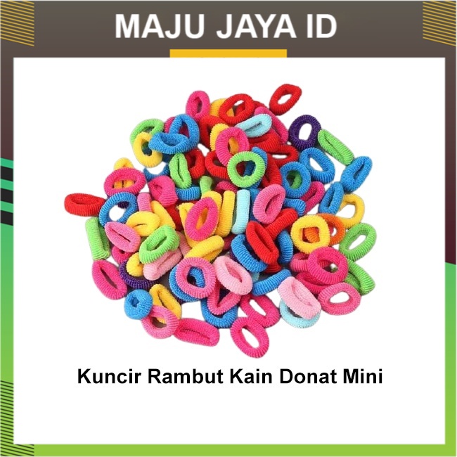 Kuncir Rambut Kain Donat Mini Warna Warni Isi 48 - Tali Ikat Rambut  /Ikat Rambut Anak Anak Karet Ku