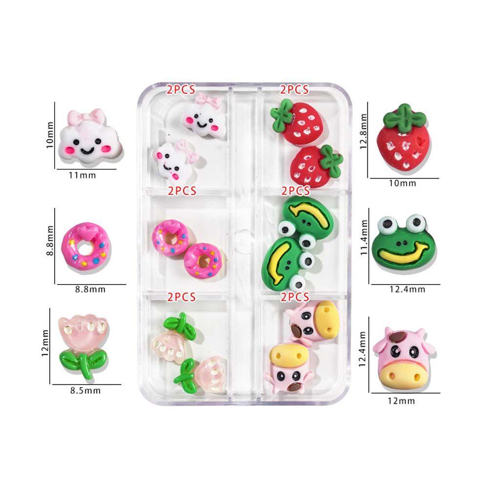 Mxbeauty Perhiasan Resin Kreatif Tips Kuku Halus Kartun Warna Campur Perhiasan Kuku 3D