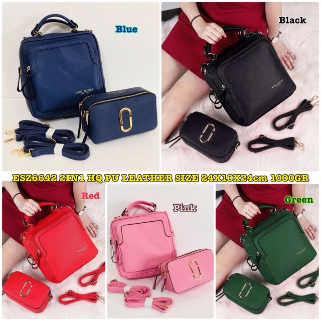 SALE  ESZ6642 Tas Import Handbag Selempang 2in1 set Square Snapshot MJ HQ tas Wanita Tas Batam