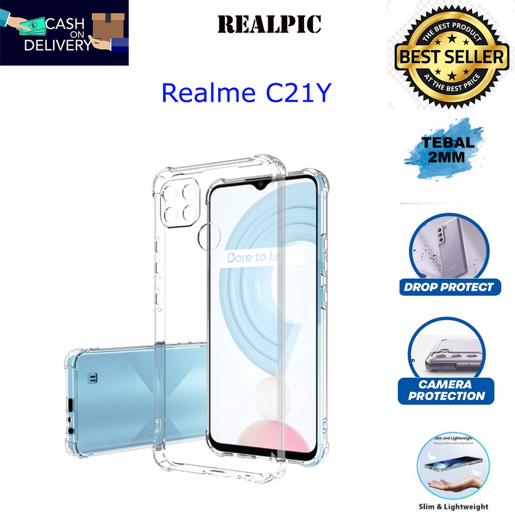 Case REALME C21Y Casing Clear HD KETEBALAN 2MM BENING TRANSPARAN TPU Premium Softcase