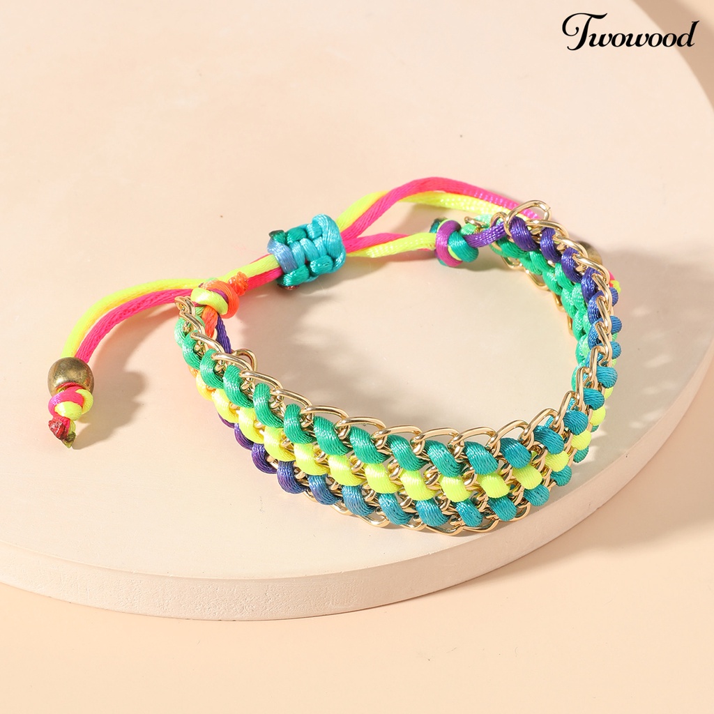 Twowood Strong Rope Universal Unisex Bracelet Alloy Multicolor Handmade Woven Friendship Wristband Jewelry Accessories