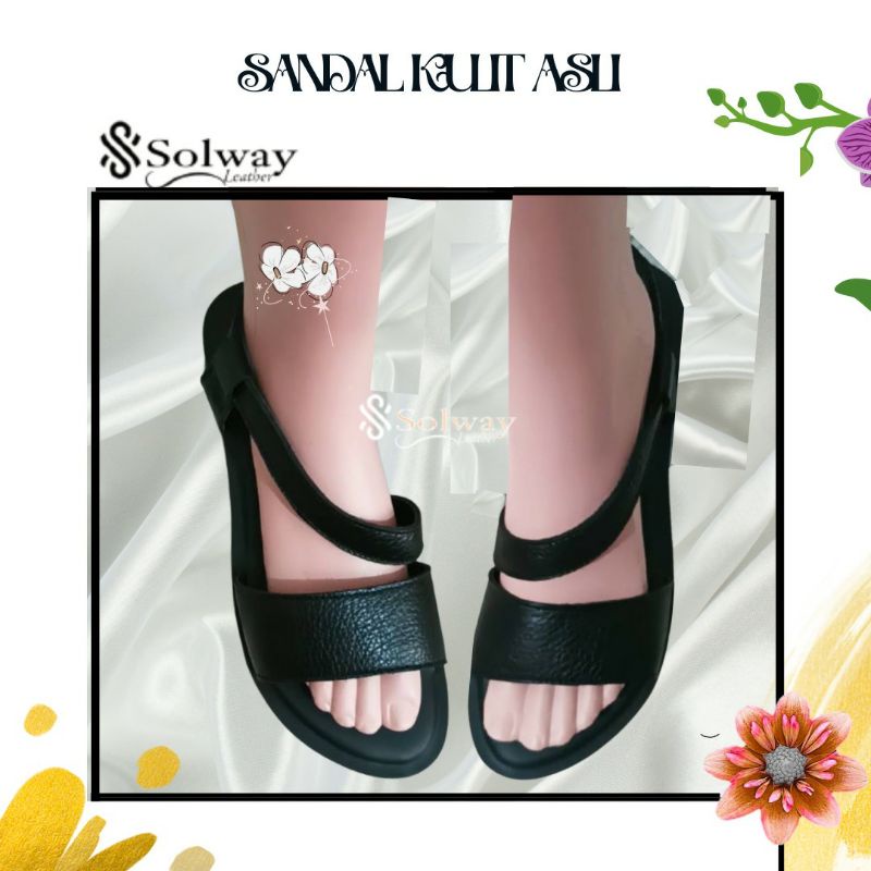 sandal sepatu kulit wanita anti licin.slop flat 001