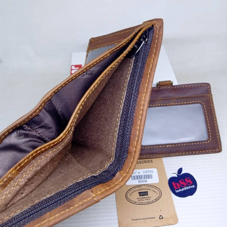 Dompet Pria LV 8008 Bonus Card Holder 100% Kulit Asli