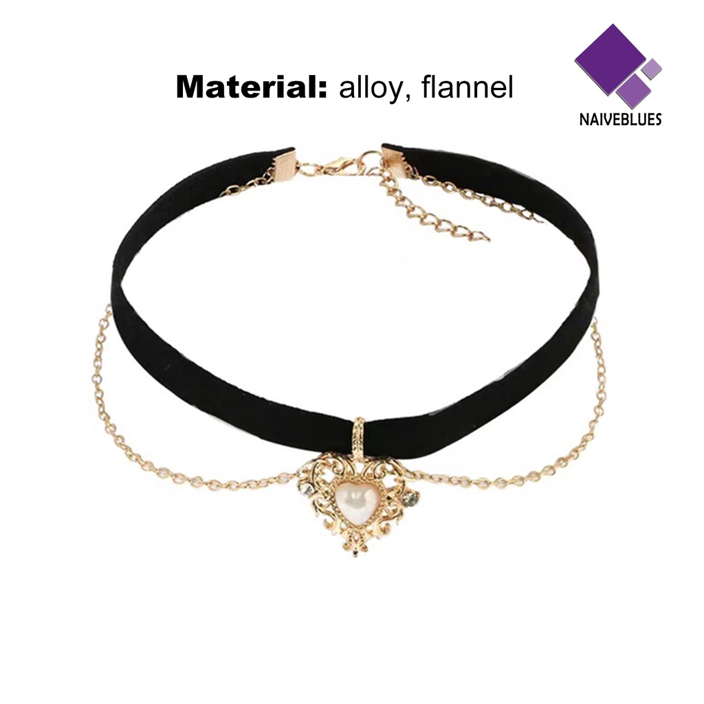 Kalung Choker Liontin Hati Mutiara Imitasi Gaya Gothic Untuk Wanita