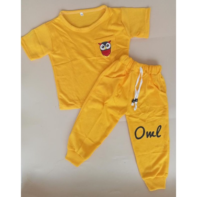 Setelan anak laki laki perempuan celana panjang 1-5 tahun baju stelan anak owl setelan joger anak