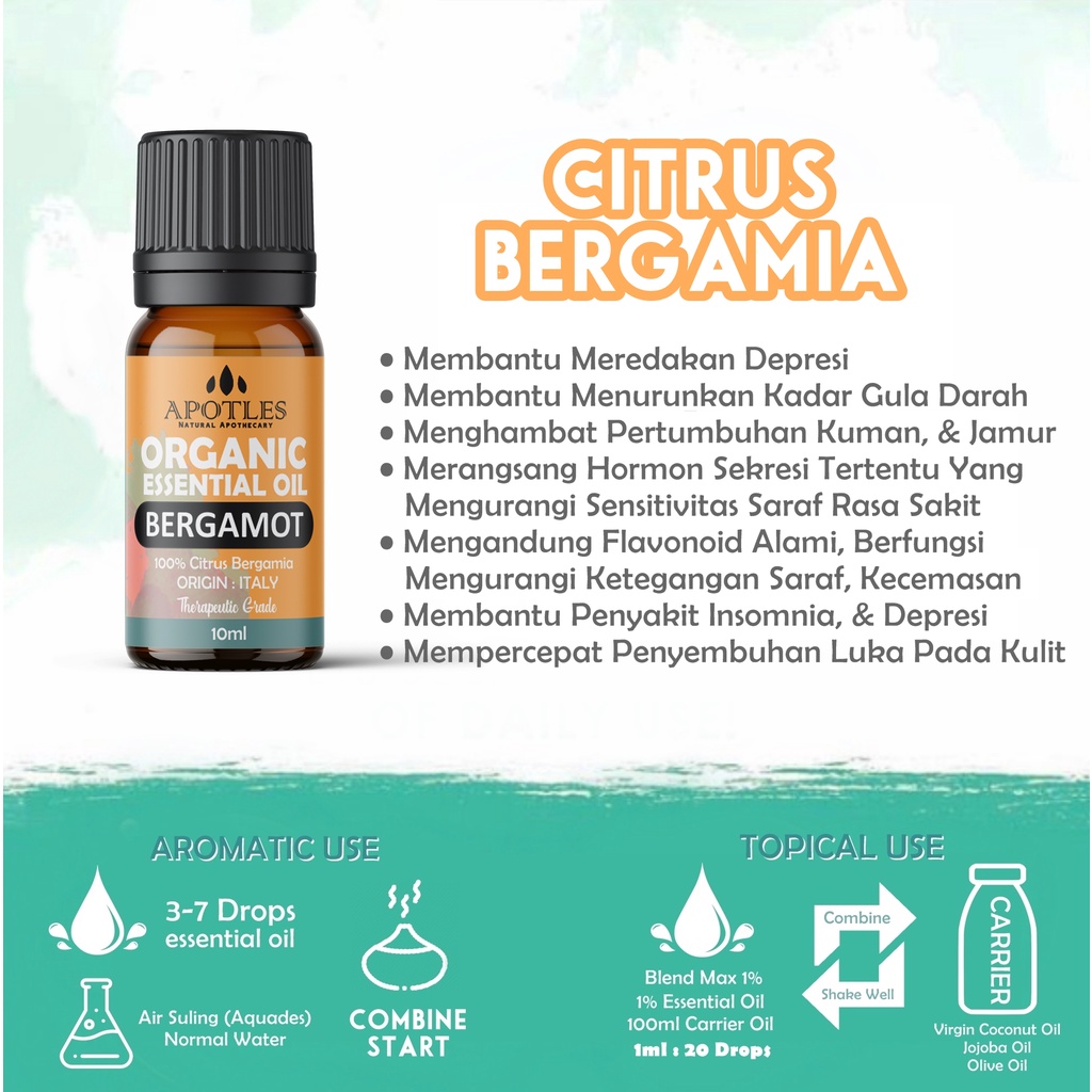 Bergamot Essential Oil - Minyak Aromaterapi Jeruk Orange Bergamot Pure Essential Oil 10ml