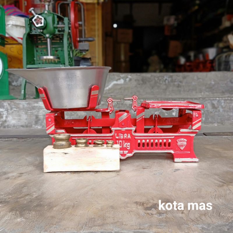 Timbangan Duduk Bebek 10kg Lengkap 1 Set Batu Timbel Dacin Murah Baru Denpasar