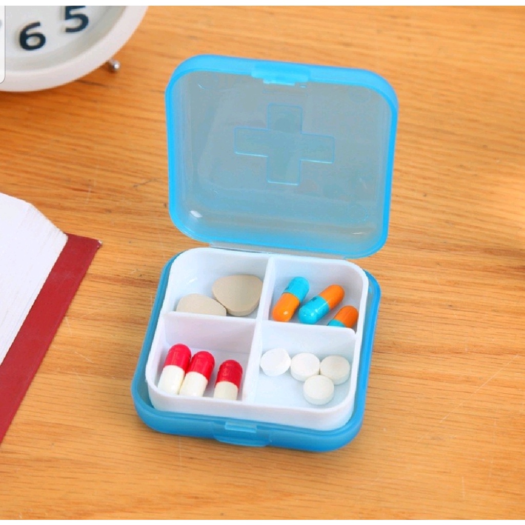 KOTAK PENYIMPANAN PIL OBAT-OBATAN DENGAN 4 SEKAT // KOTAK AKSESORIES LAINNYA - BD