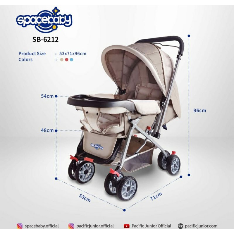 Baby Stroller Space Baby SB 6212 Reversible Stir Kanopy Cabin Siz&amp;SB 330-1 Ayun Free Packing Dus+Bubble