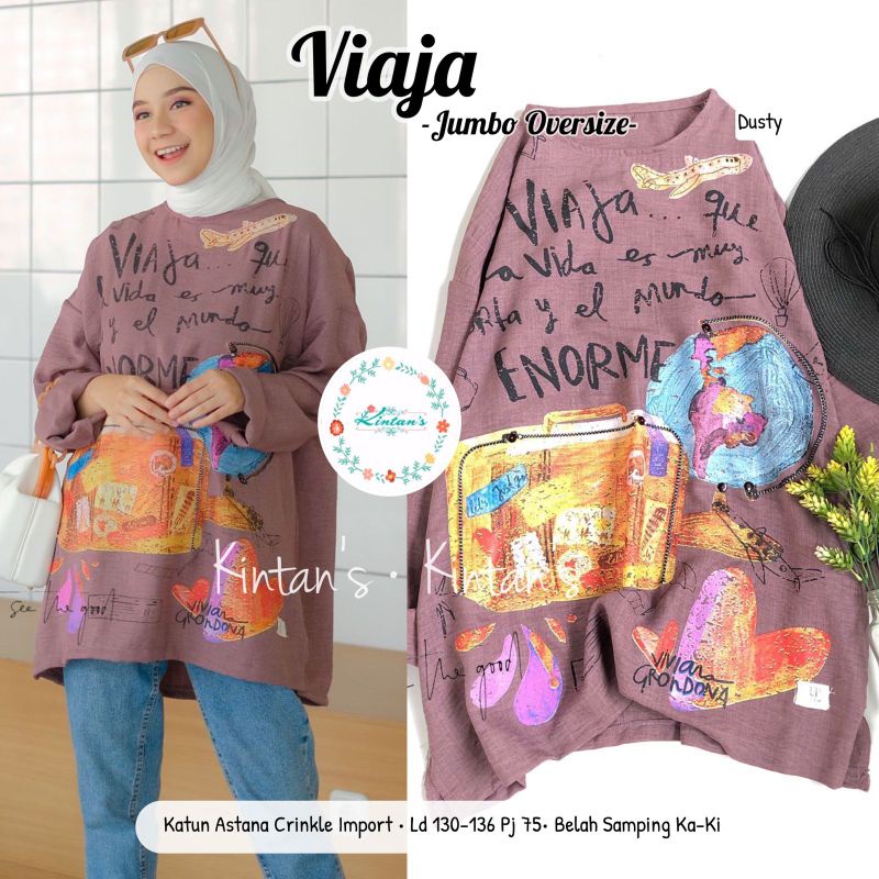 VIAJA JUMBO OVERSIZE BY KINTANS (OVERSIZE WANITA) Blouse oversize muslimah modern rekomended