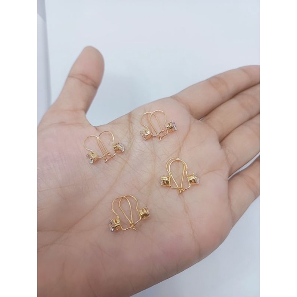 anting kait solitaire (desi) mp silver925 / anting dewasa dan anak perak asli lapis mas
