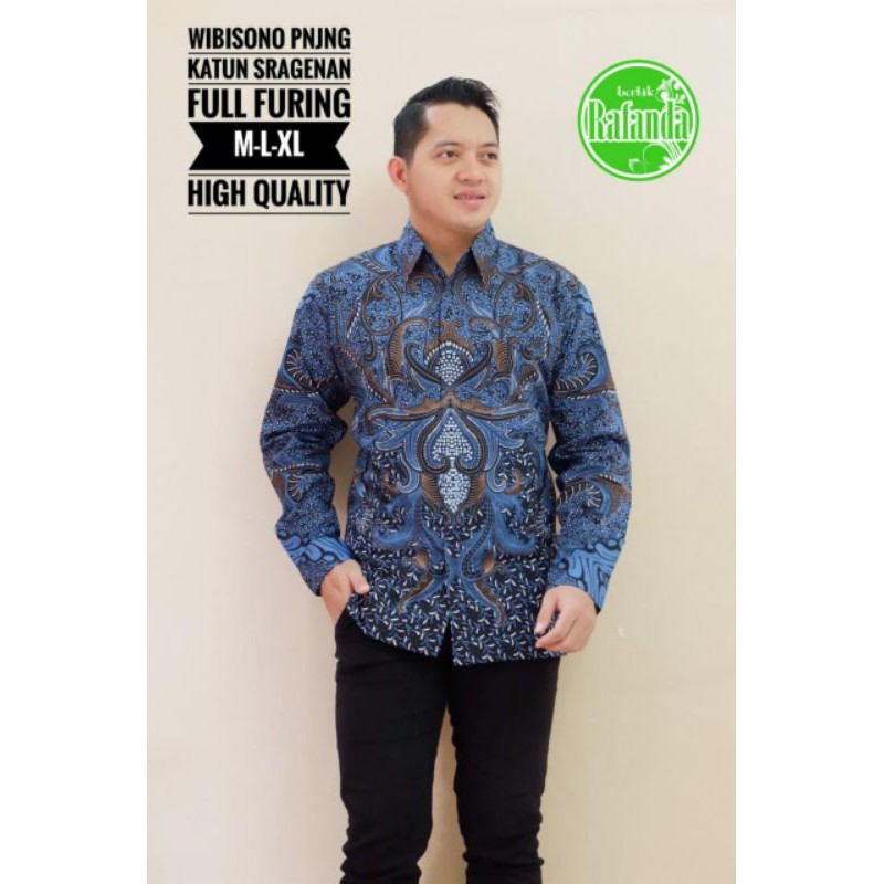 Kemeja Batik Lengan Panjang Pria Batik Pria Biru Lengan Panjang WIBISONO