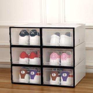 Thickened Foldable Shoe Storage Case Boxes Stackable Organizer Clear Plastic Shoe Box Shopee Indonesia