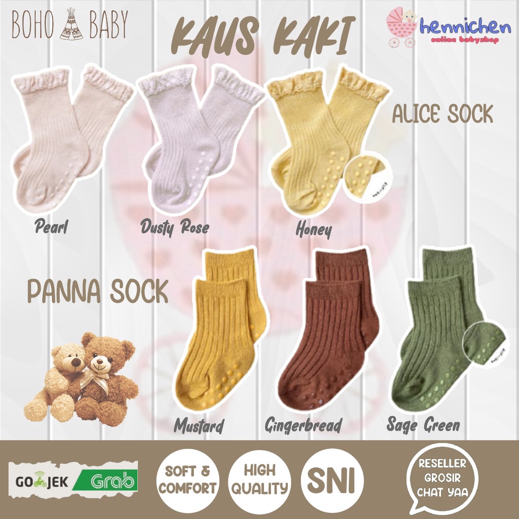 BohoPanna Alice Socks 0-6 Tahun Panna Socks Kaos Kaki Bayi Sock