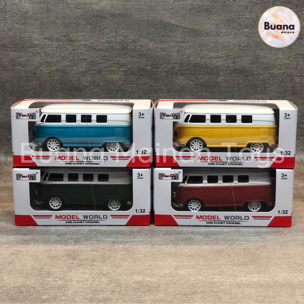 DIECAST MODEL WORLD VOLK WAGEN BUS 1:32 MAINAN ANAK MOBIL MOBILAN ANAK VW KOMBI KALSIK CLASSIC