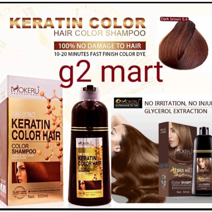 Original Mokeru KERATIN ARGAN OIL Shampoo Semir Pewarna Rambut Herbal