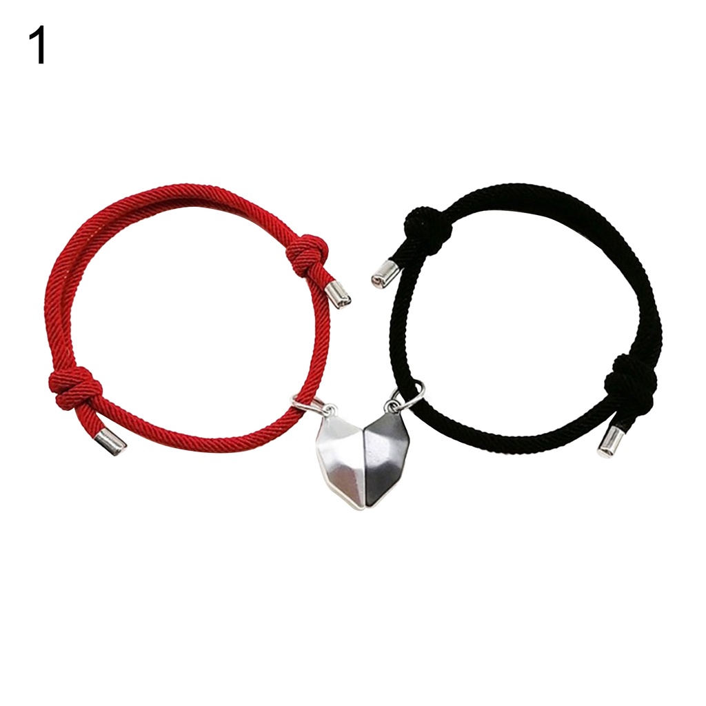 Hu Hu Hu Hu Hu Alat Bantu Pasang Kacamata♡ 1 Pasang Gelang Magnet Adjustable Dengan Liontin Hati Untuk Pasangan