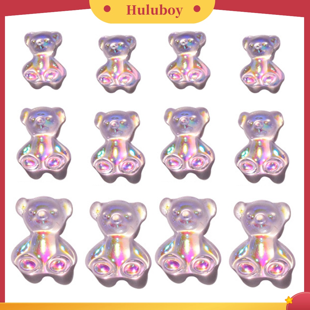 Huluboy Huluboy♡ 12pcs Ornamen Beruang 3D Lucu Untuk Dekorasi Kutek Gel UV Manicure DIY