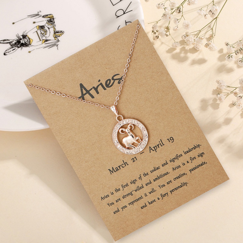 Fancyqube Kalung Choker Desain 12 Zodiak Bintang Aksen Kristal Berkilau Warna Silver Untuk Wanita