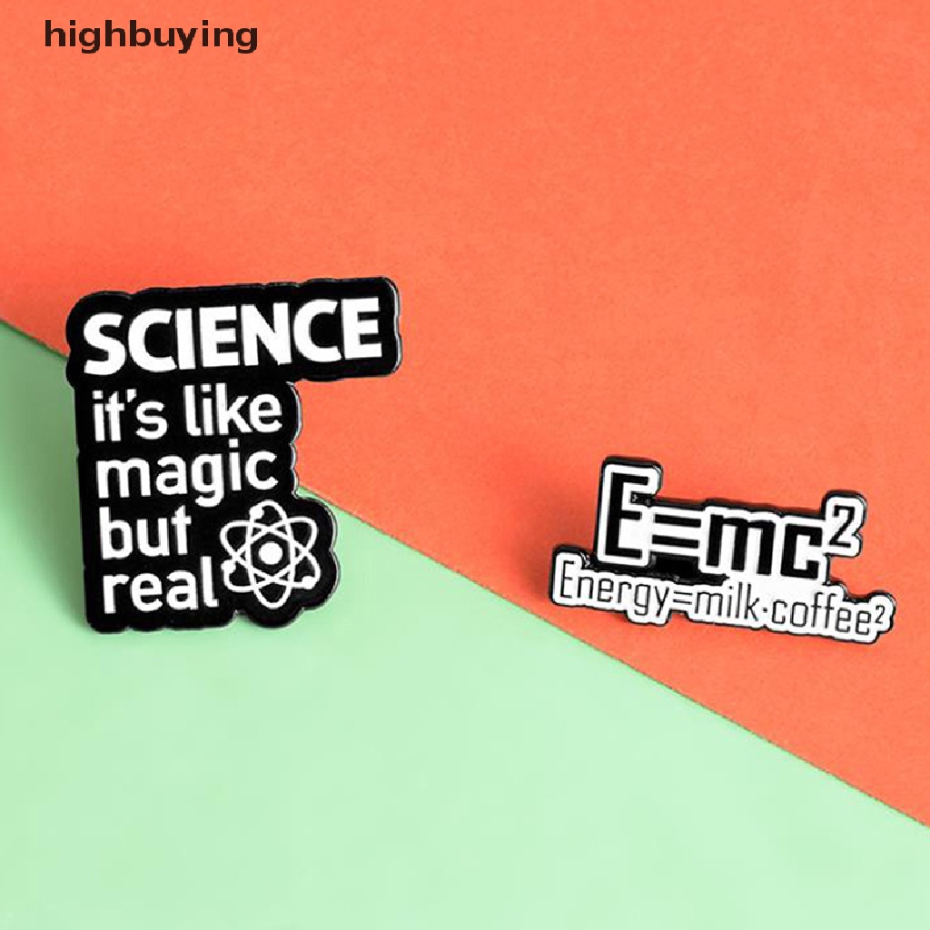 Hbid 1Pc Bros Pin Enamel Desain Science is Magic Warna Hitam Putih Untuk Aksesoris Taskerah Pakaian