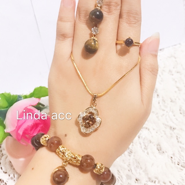 set giok warna coklat gelang karet giok 88