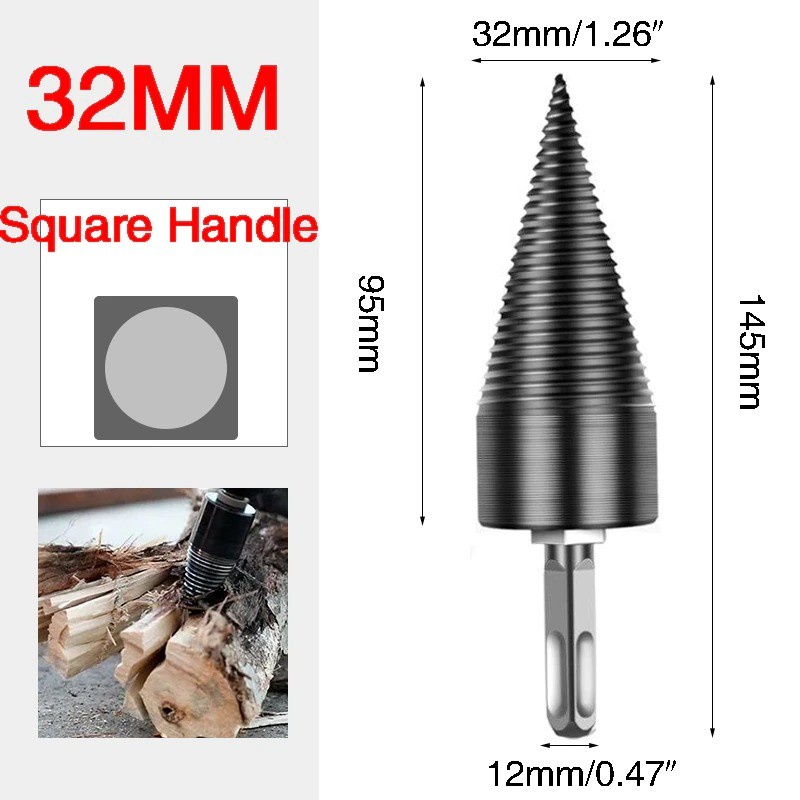 Mata Bor Drill Bit Split Wood Cone-Drilling Reamer Square Handle - SH3 - Black