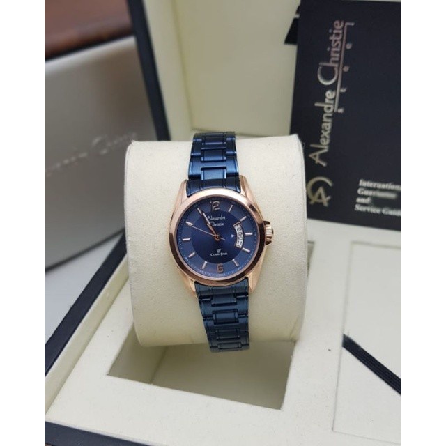 Jam tangan wanita Alexandre Christie AC 8289 AC8289 rosegold blue