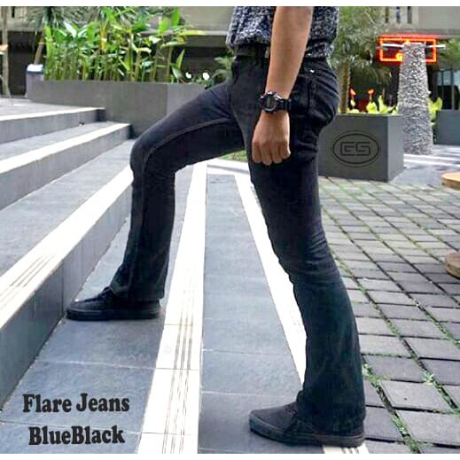 CELANA JEANS PRIA CUTBRAY DENIM HITAM BIOBLITZ FLARE MELAR PREMIUM