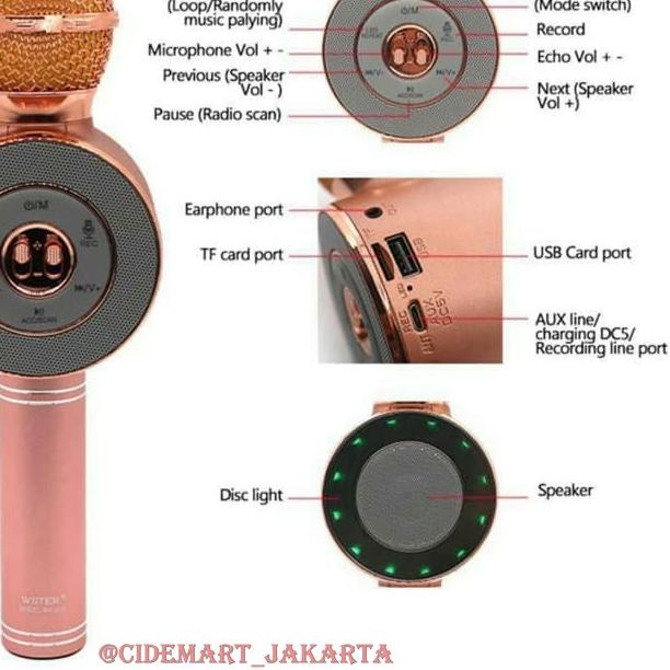 ➶ [] MICROFON BLUETOOTH WS-668 MIC KARAOKE SMULE ♩