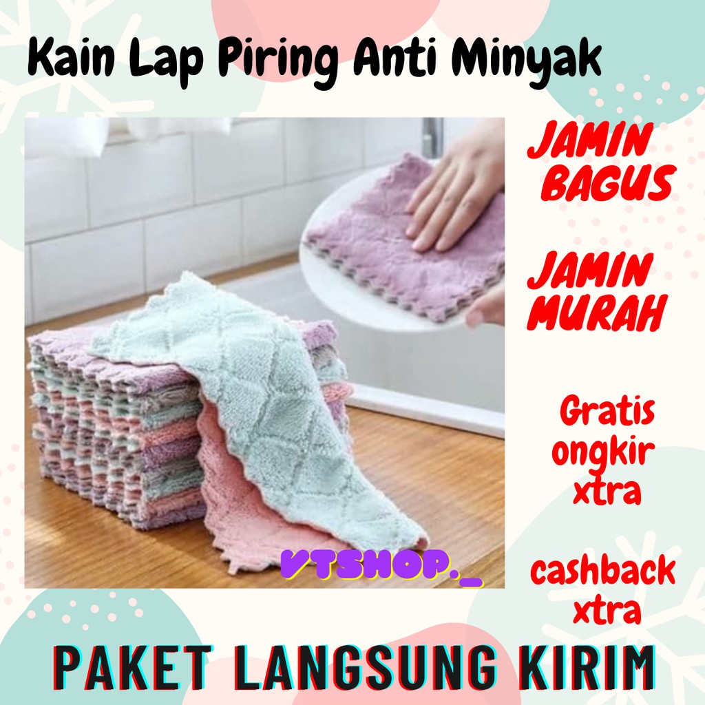 V50 - Kain Lap Piring Anti Minyak Bahan Microfiber / Kain Lap Anti Minyak / Lap Cuci Piring dapur
