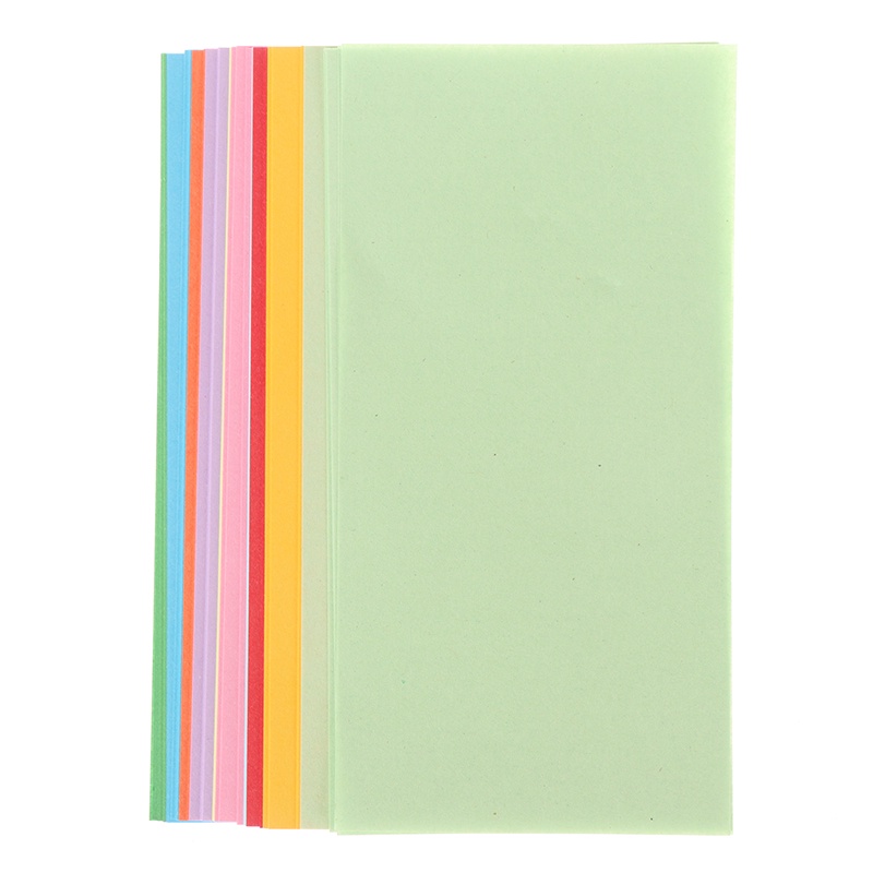 【beautifulhome12.id】100x Handmade Origami Paper For Kids 10 Colors Double Sides Folding Paper 7*14cm