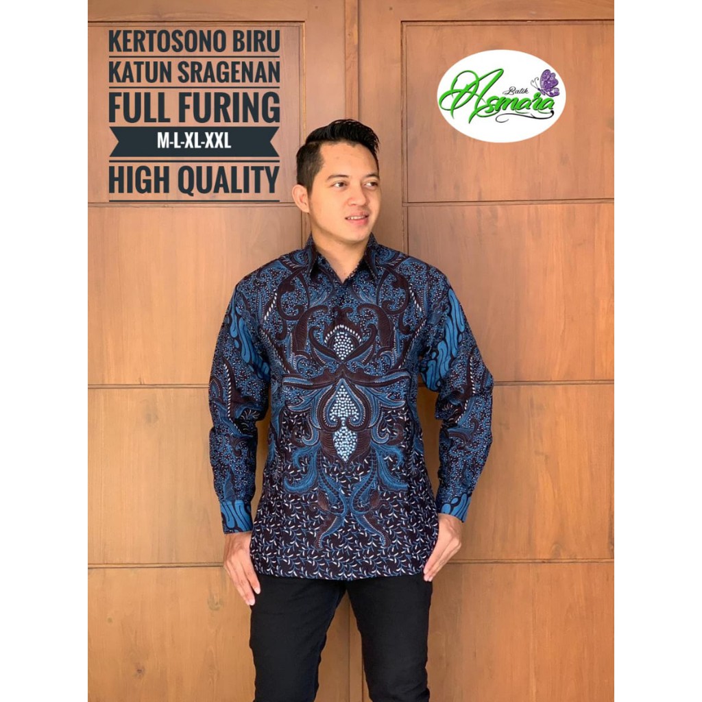 KERTOSONO BIRU ASMARA BATIKSOLOAMANAH KEMEJA BAJU BATIK PRIA SOLO LENGAN PANJANG PENDEK LAPIS FURING ATASAN BATIK PREMIUM MODERN KATUN HALUS LURI COKLAT SBY PUTIH LESMANA SOGAN ARGO BIRU PRING GADING GIYANDRA BIRU TIRTA MERAH PEKSI PARANG PRAKASITA KUNING