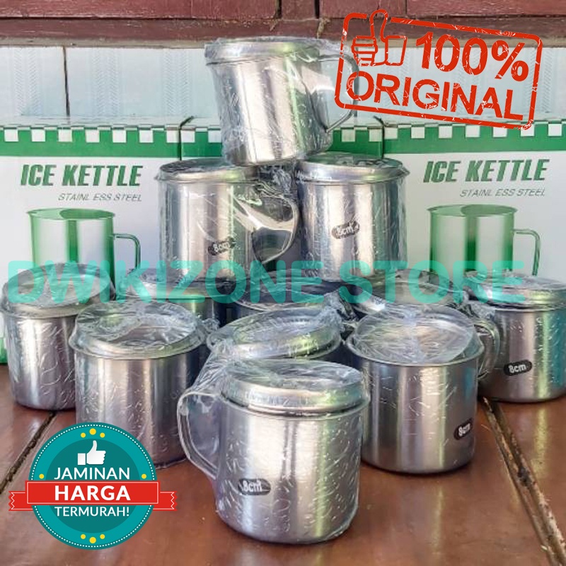 [GROSIR] GELAS MUG 9CM TUTUP STAINLESS STEEL ANTI KARAT TEH KOPI MURAH CANGKIR BESI 9CM