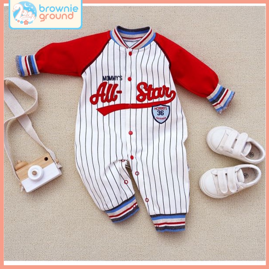 BROWNIEGROUND - Jumper lengan panjang 0-24 bulan motif BASEBALL ALLSTAR / baju bayi IMPOR KOREA / jumper baby