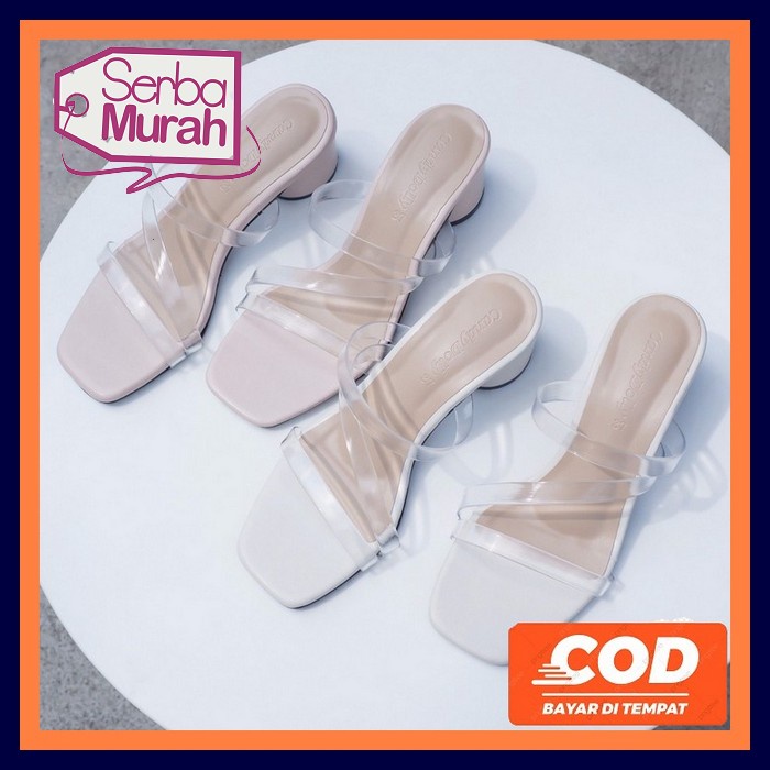 Sendal Heels Wanita Import Hak Tahu Kaca Bulat Hils Kondangan Terbaru Murah Kekinian Sandal Andin Ik