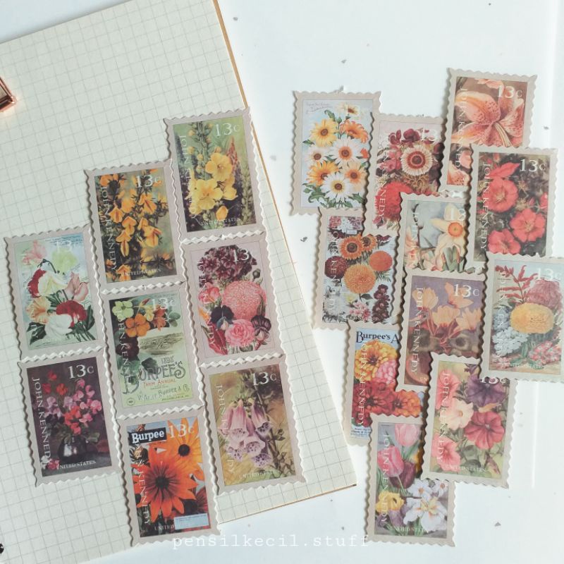 

15pcs Stamp Sticker Deco for Journaling DIY Bujo Planner Craft Vintage