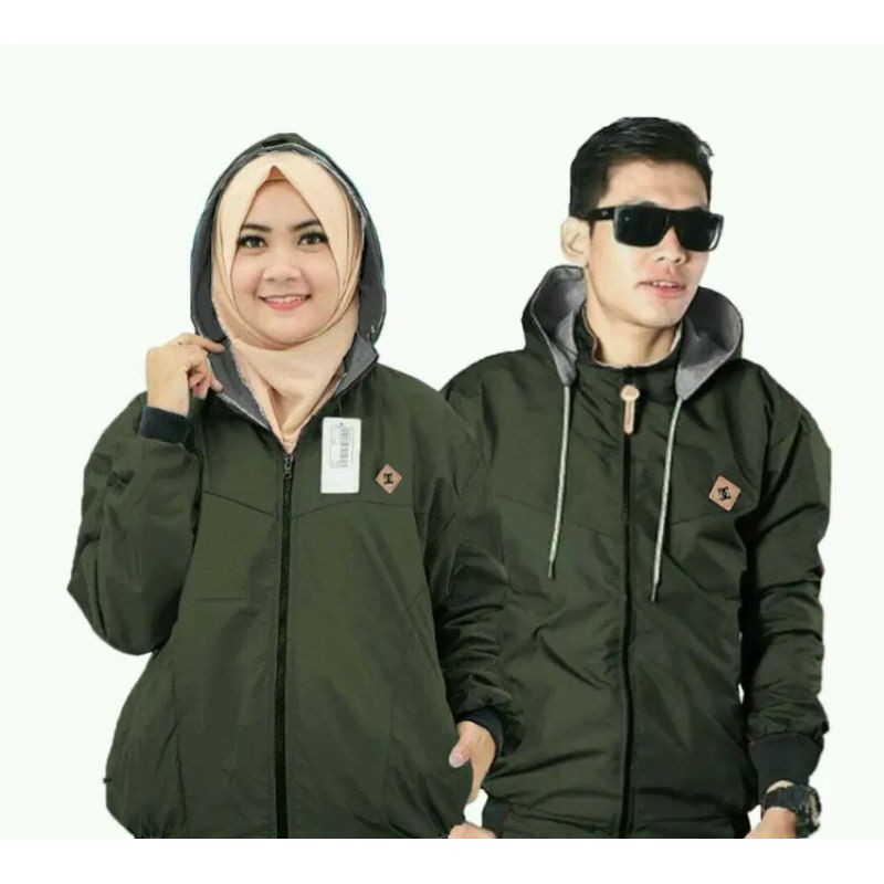 JAKET COUPLE BOLAK BALIK 2IN1 BANYAK VARIAN WARNA ✔️