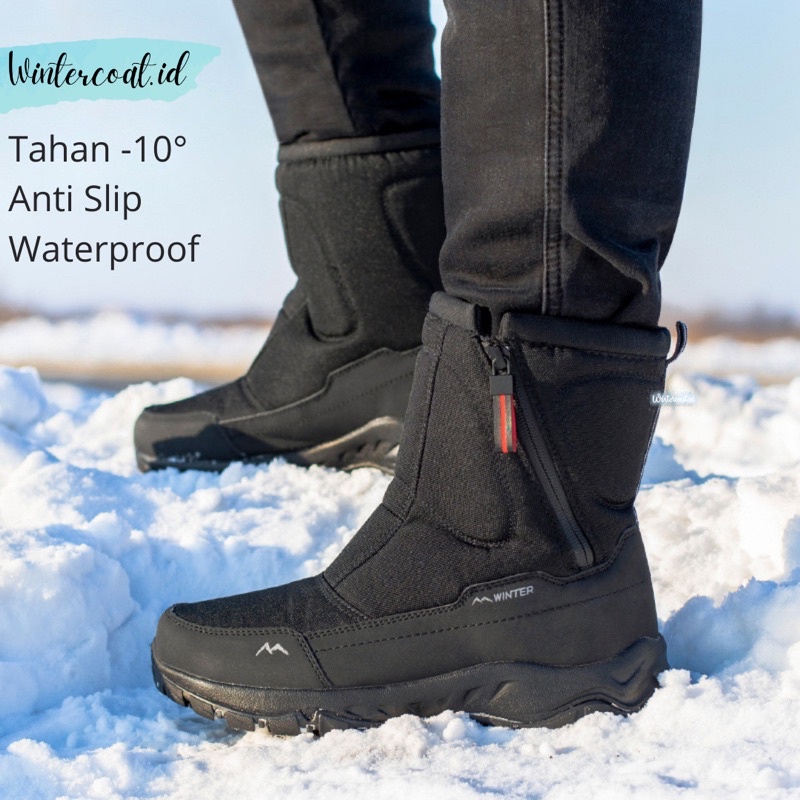 Snow boots men sepatu winter pria musim dingin waterproof import hangat anti slip gunung boot cowok