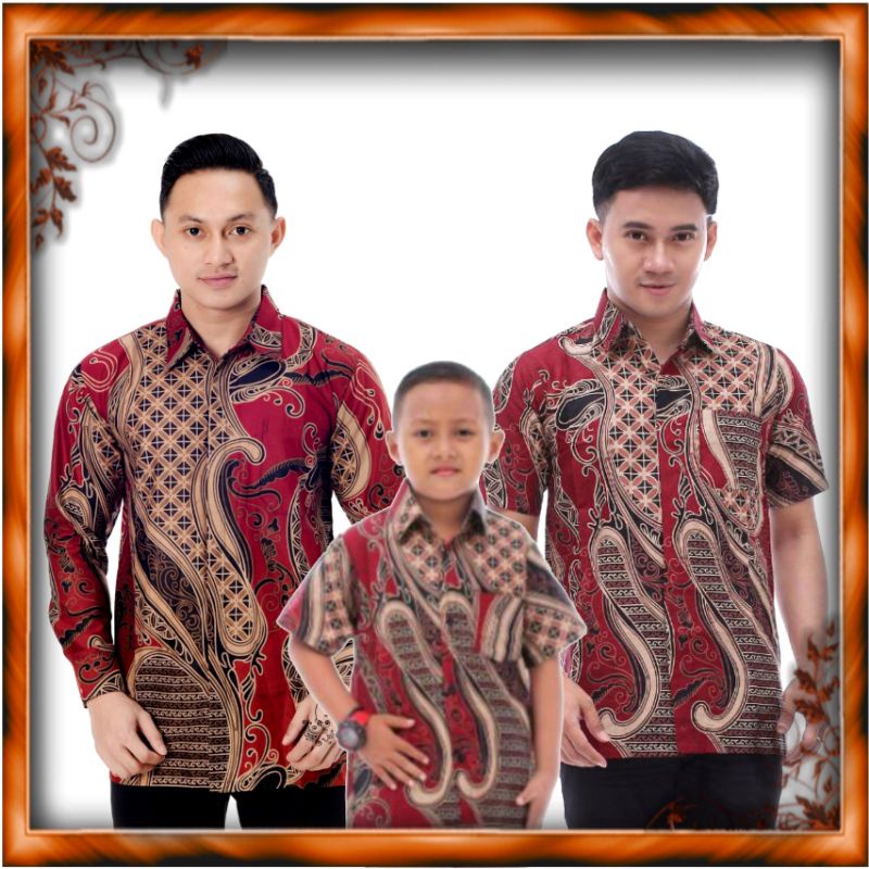 TERMURAH BAJU COUPLE AYAH ANAK MOTIF OMBAK,KEMEJA BATIK KAPEL AYAH ANAK,