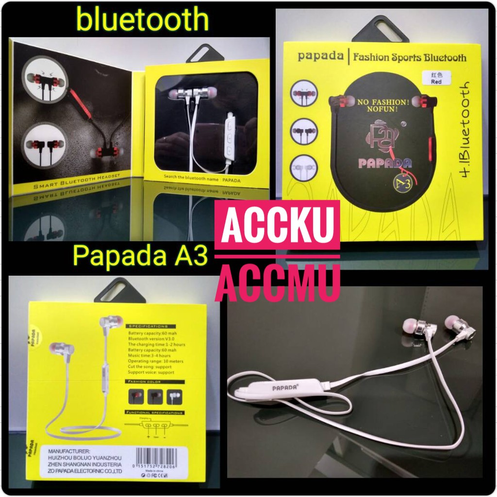 HANDSFREE / HEADSET BLUETOOTH PAPADA SPORT A3