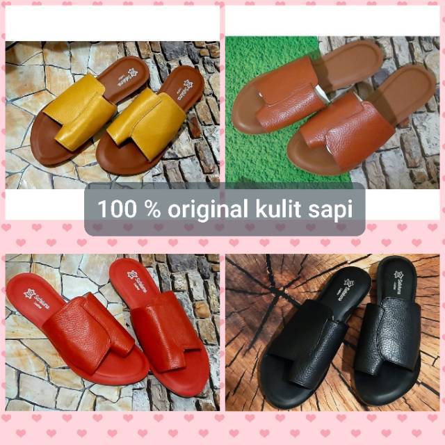 sandal jempol motif  kulit sapi