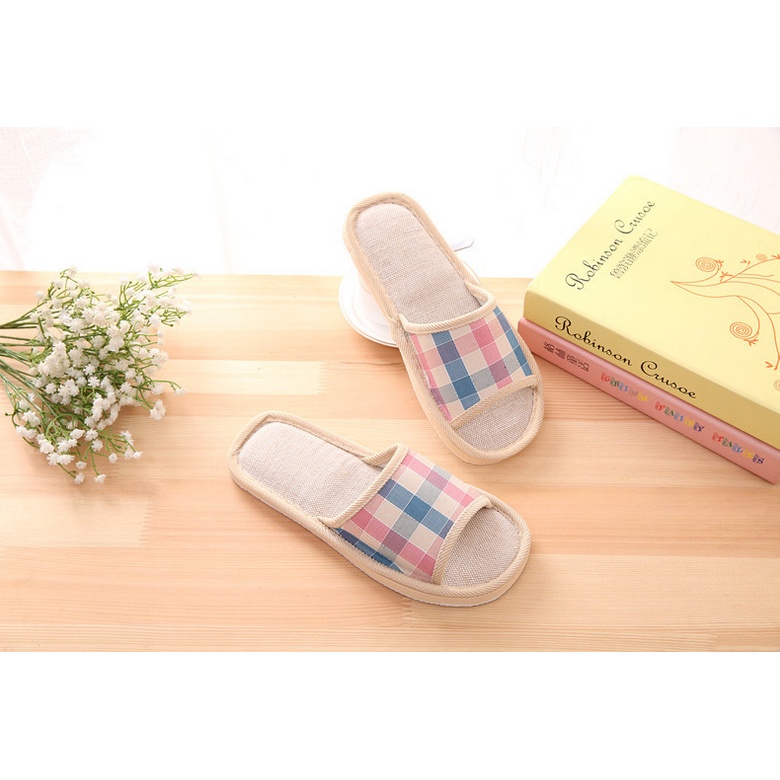 Sandal Selop Rumah Kamar Tidur Pria Wanita Sendal Slop Indoor Sandal Lucu bahan Linen / bahan EVA Premium Rubber Slipper Anti Slip Empuk Nyaman DIpakai