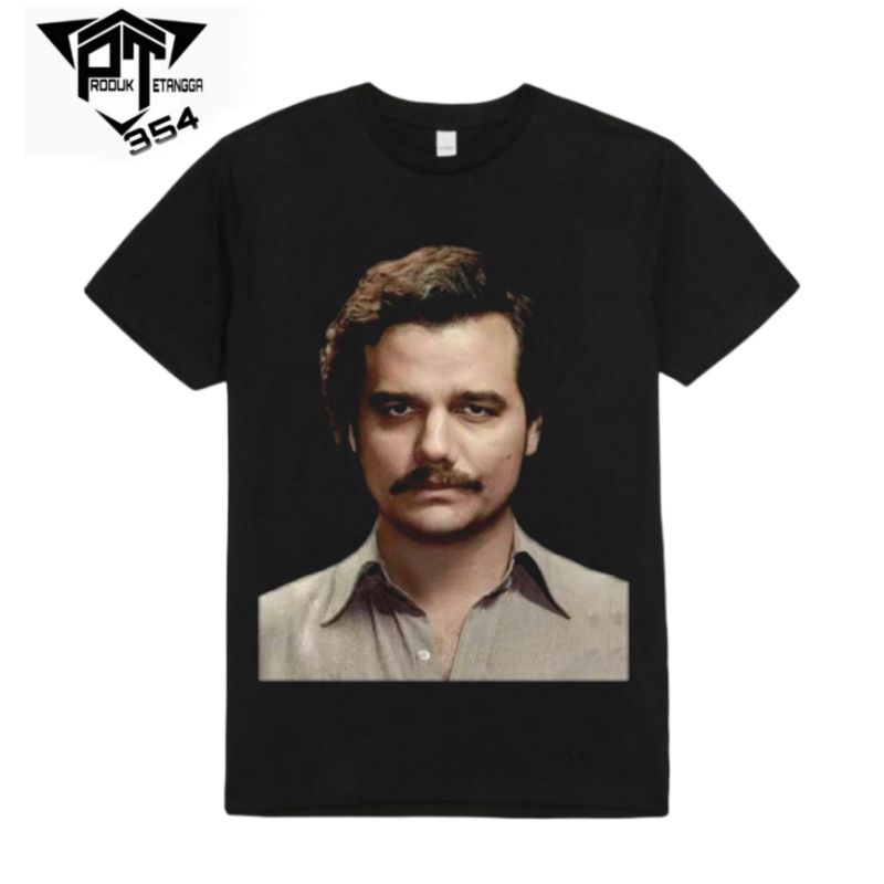 KAOS TOKOH PABLO ESCOBAR - TSHIRT OVERSIZE FACE BOX VINTAGE BOOTLEG - king narcos - HITAM PRIA WANIT