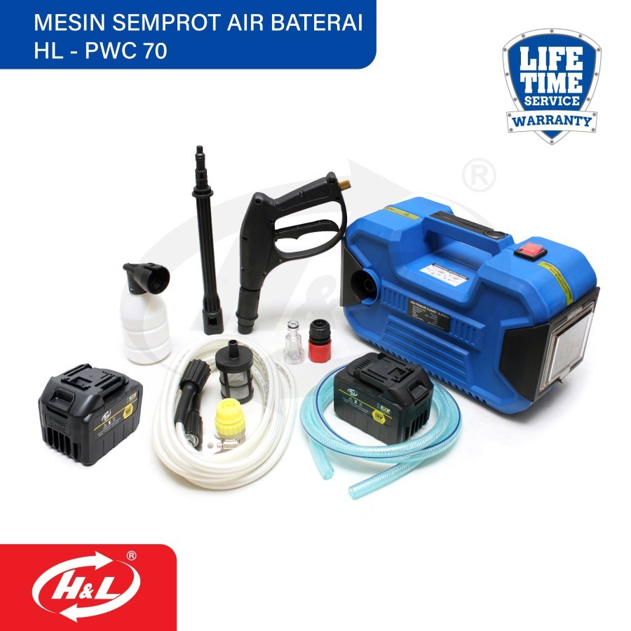 Jet Cleaner Cordless Baterai H&L Mesin Steam HL PWC-70 + 2 Battery-1