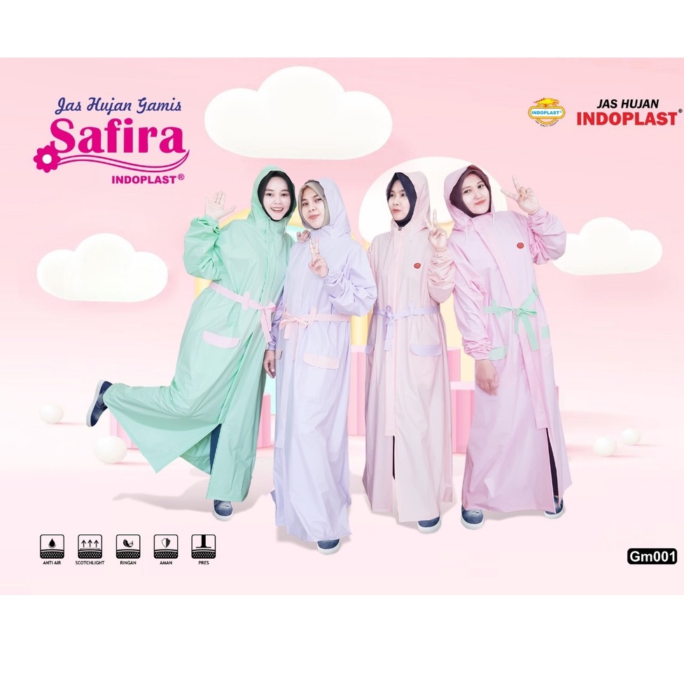 JAS HUJAN WANITA ROK GAMIS MODEL TERUSAN INDOPLAST SAFIRA