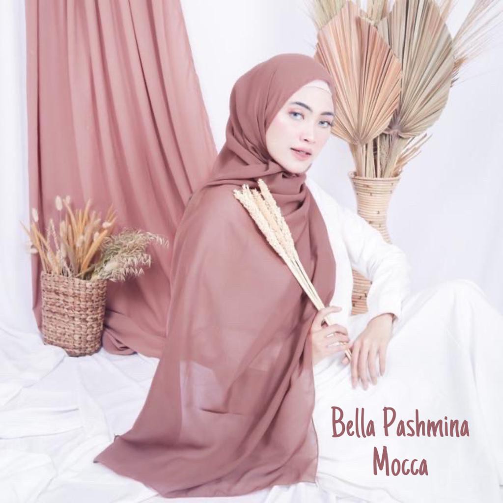 TURUN HARGA !!BELLA PASHMINA / JILBAB KERUDUNG BELLA PASHMINA POLYCOTTON / BISA COD UKURAN 180X75-BELPASH MOCCA